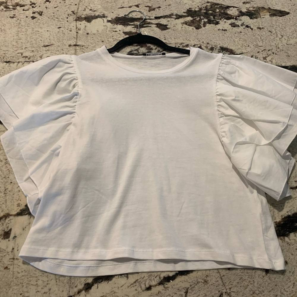 zara ruffle sleeve t shirt